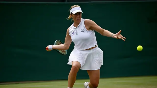 Anastasia Pavlyuchenkova plays a forehand