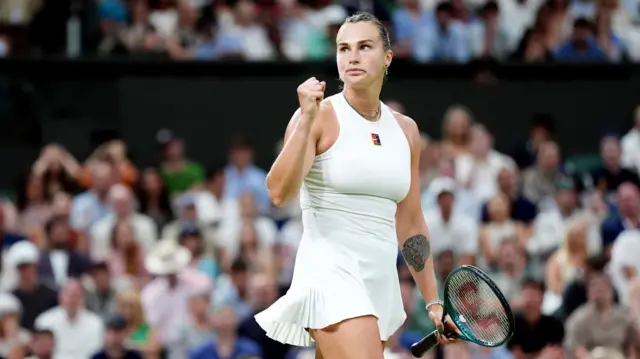 Aryna Sabalenka reacts