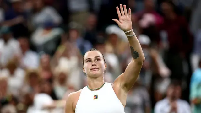 Aryna Sabalenka celebrates victory
