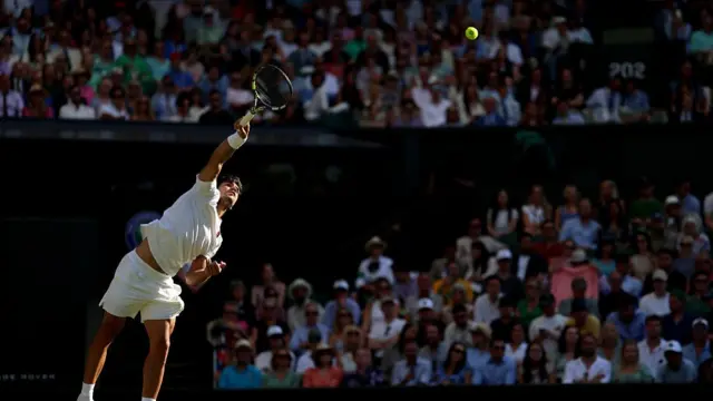 Carlos Alcaraz of Spain serves