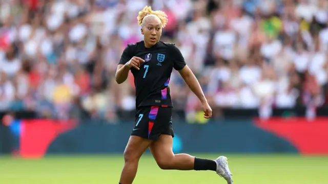 Lauren James of England running during the Women's international friendly match between England and Jamaica at The King Power Stadium