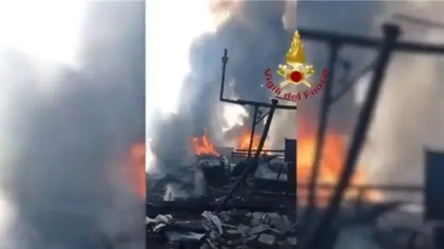 A screengrab from a video posted on X by the Italian fire service