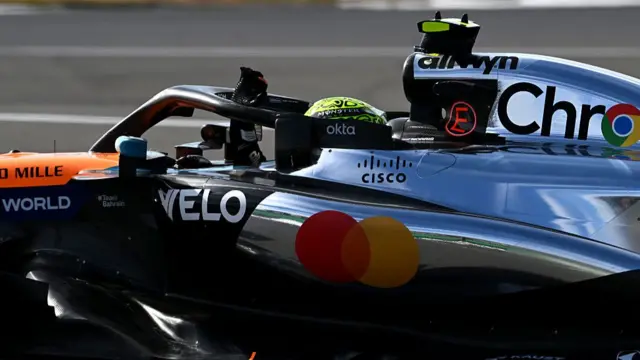 Lando Norris driving the Silverstone special McLaren