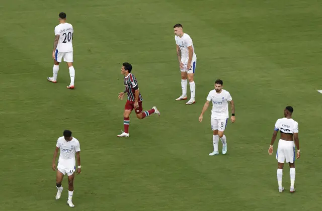 Al-Hilal players look dejected after conceding