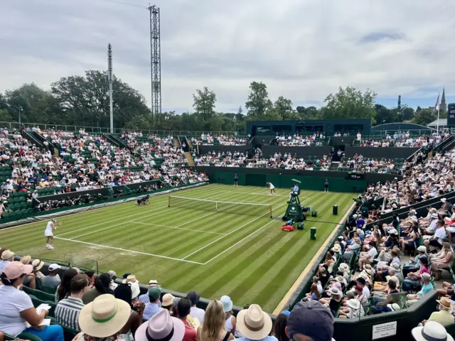 Naomi Osaka in action on court two