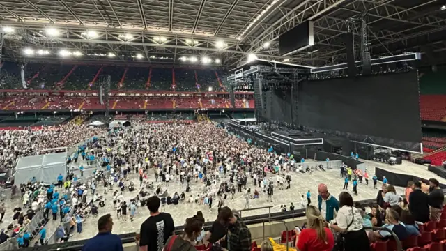 An empty stage ahead of an Oasis concert