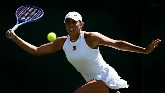 Madison Keys plays a forehand