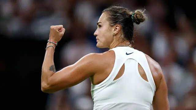 Aryna Sabalenka celebrates