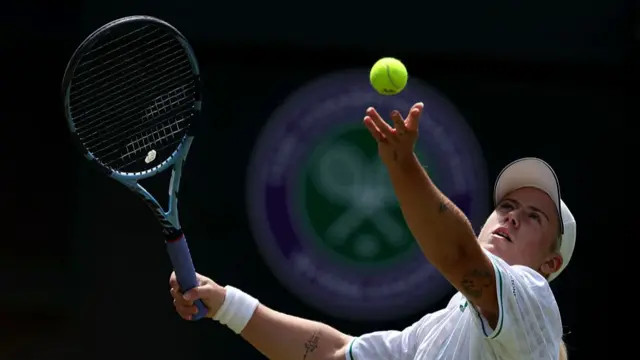 Sonay Kartal of Great Britain serves