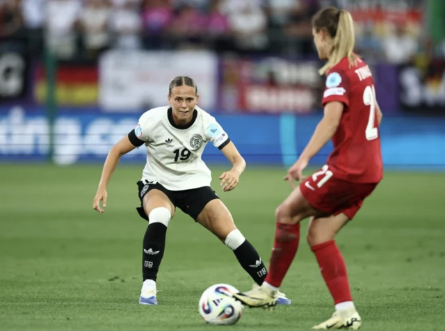 Germany's Klara Buhl in action with Poland's Paulina Tomasiak