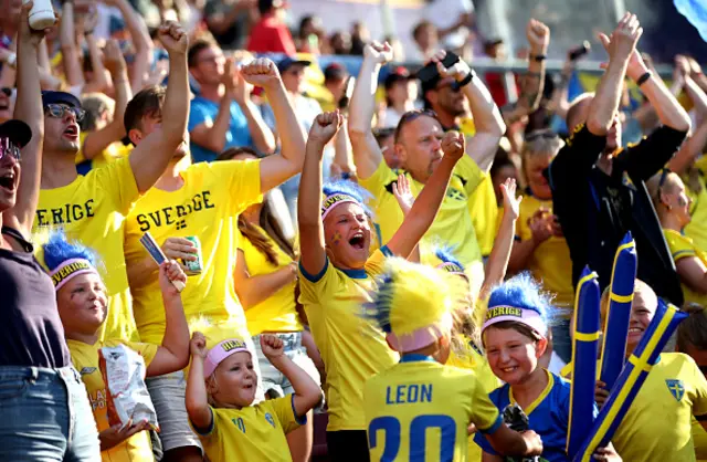 Fans of Sweden celebrate