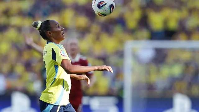 Madelen Janogy of Sweden in action during the UEFA Womens EURO 2025 Group C match between Denmark and Sweden at Stade de Geneve