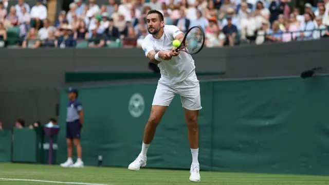 Marin Cilic plays a backhand