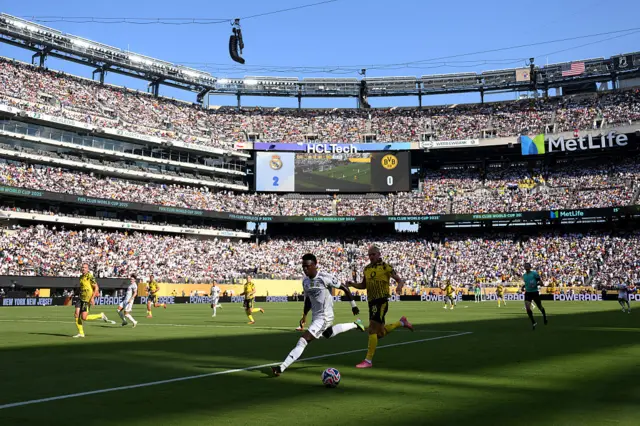 A general view of the game between Real Madrid and Borussia Dortmund