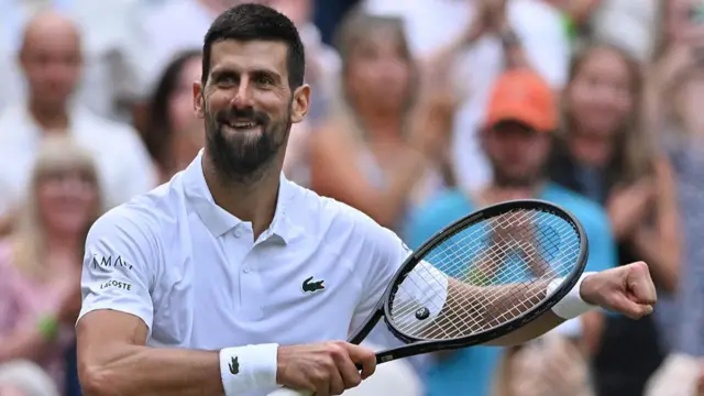 Novak Djokovic celebrates after victory