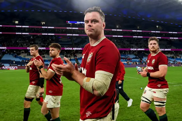 British & Irish Lions player James Ryan, centre, with teammates