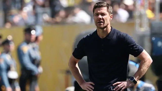 Real Madrid's Spanish coach Xabi Alonso looks on