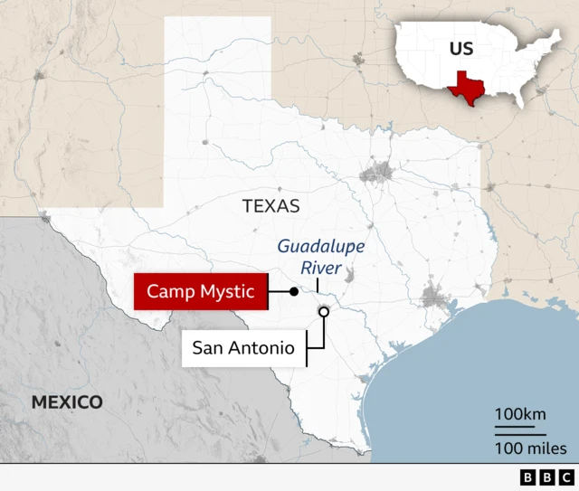 An illustration depicting the location of Camp Mystic