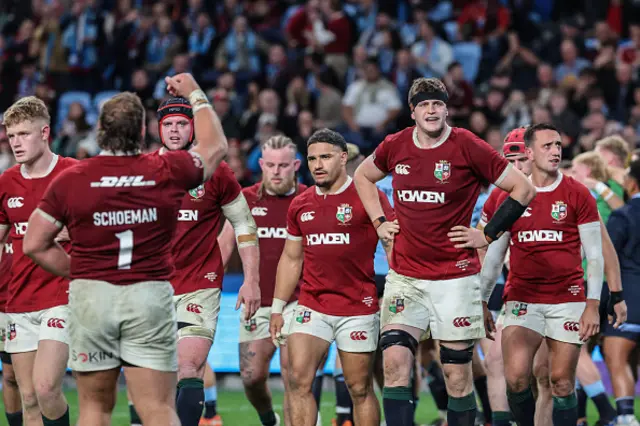 British and Irish Lions' players react
