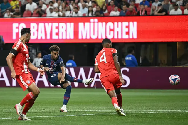 Desire Doue takes a shot for PSG