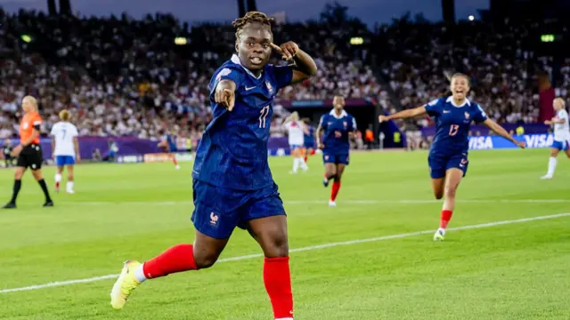 Sandy Baltimore of France Women celebrates 2-0 during the EURO Women match between France Women v England Women at the Stadium Letzigrund