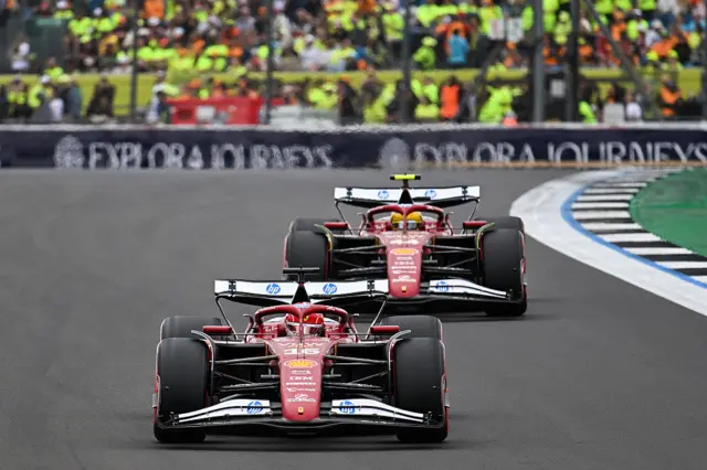 Lewis Hamilton and Charles Leclerc during the qualifying session of the British Grand Prix, at Silverstone