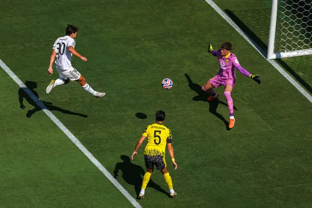 Gonzalo Garcia of Real Madrid scores