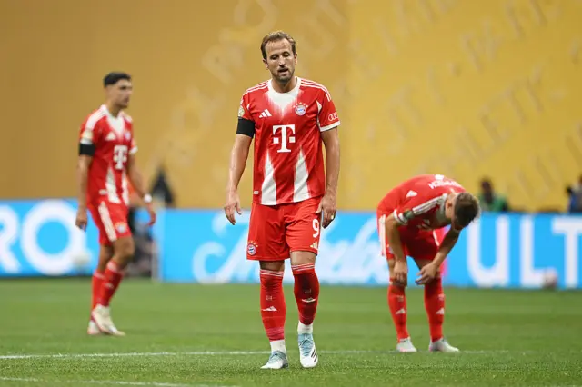 Harry Kane reacts after Bayern Munich go 1-0 down