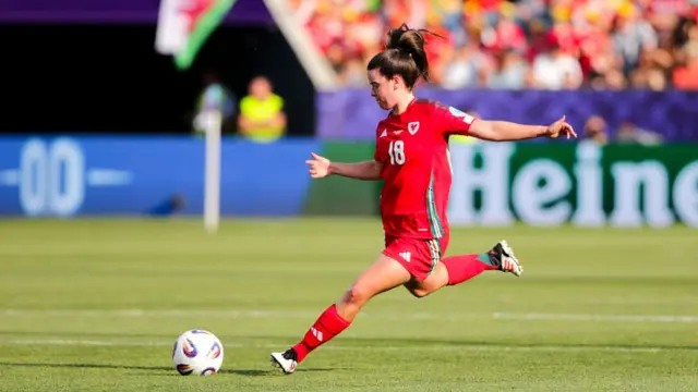 Esther Morgan of Wales during the UEFA Women's EURO 2025 Group D match between Wales and Netherlands at Luzern Arena