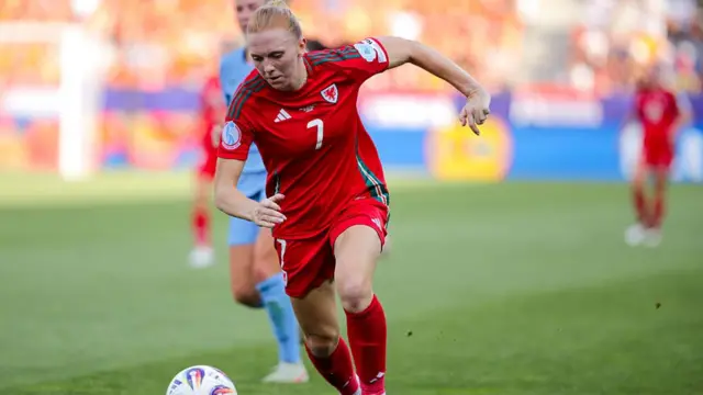 Ceri Holland of Wales during the UEFA Women's EURO 2025 Group D match between Wales and Netherlands at Luzern Arena on July 5, 2025 in Lucerne