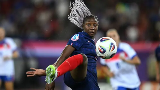 Kadidiatou Diani of France in action during the UEFA Womens EURO 2025 Group D match between France and England at Stadion Letzigrund