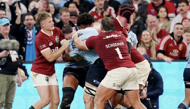 Tempers flare after NSW Waratahs' Charlie Gamble scores a try only for it to be disallowed