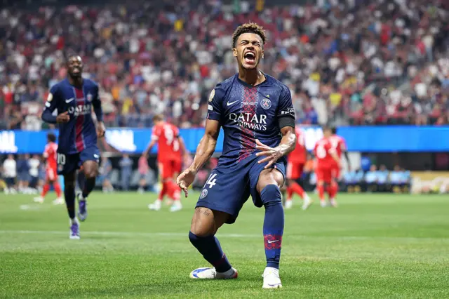Desire Doue celebrates after giving PSG the lead