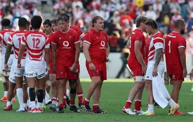 Wales players dejected at full-time