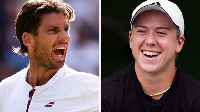 Split image of Cameron Norrie and Sonay Kartal