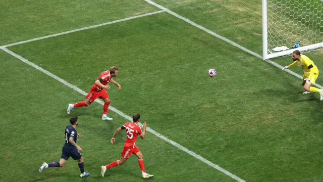 Harry Kane scores before seeing his effort disallowed for offside