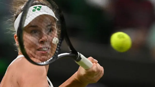 Czech Republic's Linda Noskova plays a forehand return