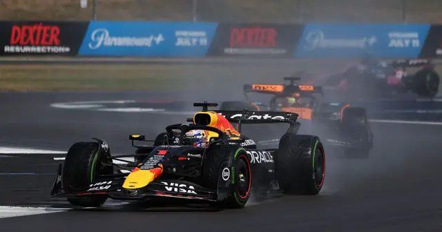 Max Verstappen of Red Bull leads the British Grand Prix at Silverstone