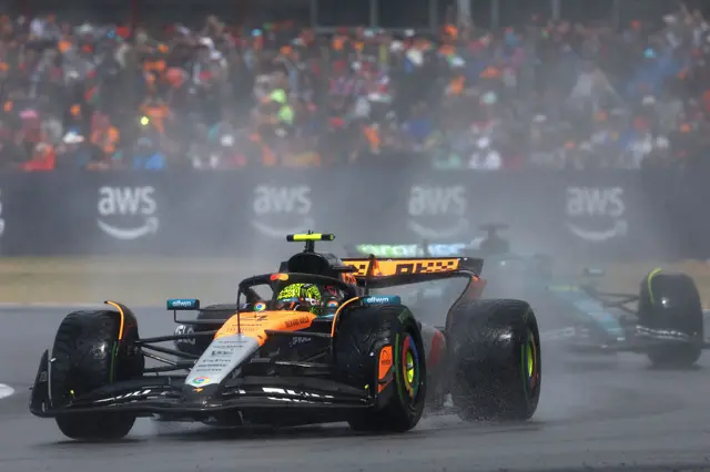 Lando Norris of McLaren in the British Grand prix, at Silverstone