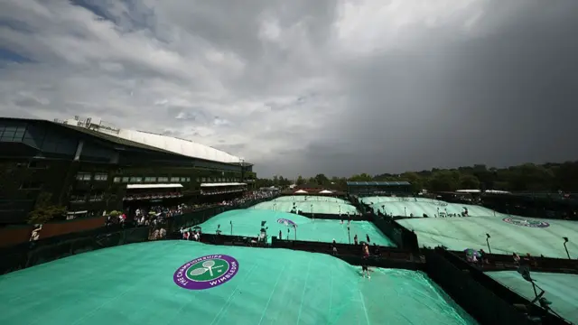 Covers on courts at Wimbldeon