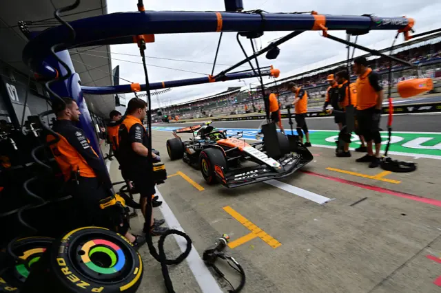 Lando Norris pits at the British Grand Prix