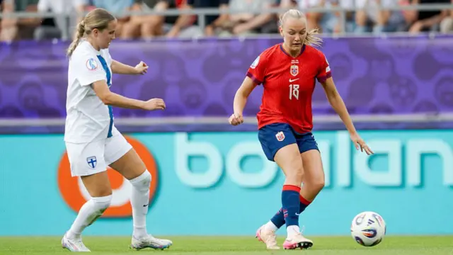 Frida Maanum of Norway Women during the EURO Women match between Norway Women v Finland Women at the Stade de Tourbillon on July 6, 2025 in Sion