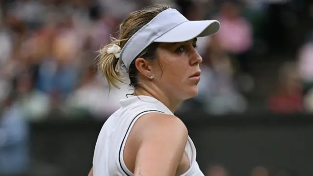 Anastasia Pavlyuchenkova looks on