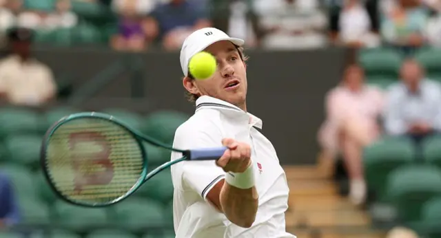 Nicolas Jarry of Chile plays a forehand
