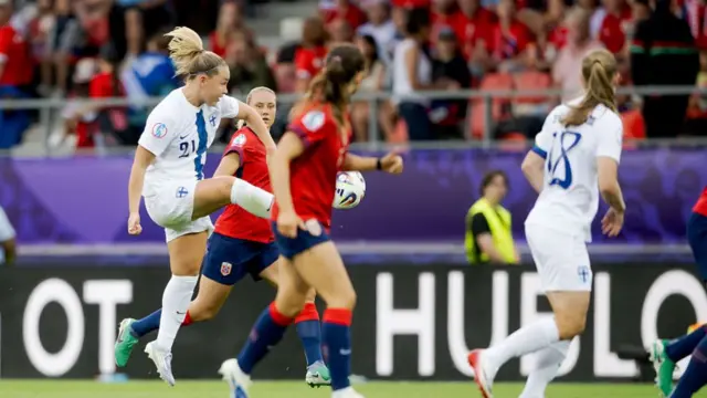 Oona Sevenius of Finland Women during the EURO Women match between Norway Women v Finland Women at the Stade de Tourbillon