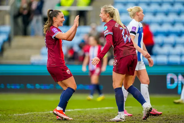 Norway players celebrate scoring in qualifying v Finland