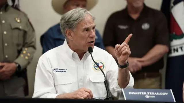 Texas Governor Greg Abbott speaking at a news conference