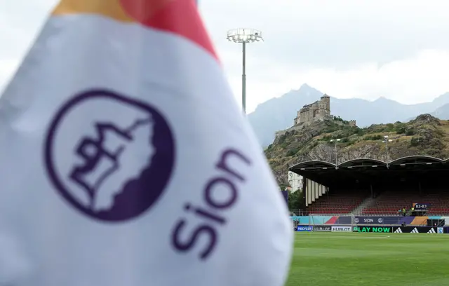 Corner flag view of Sion stadium
