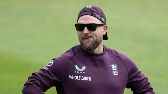 Brendon McCullum looking pensive at Edgbaston