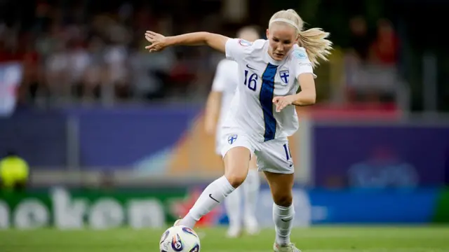 Nea Lehtola of Finland Women during the EURO Women match between Norway Women v Finland Women at the Stade de Tourbillon